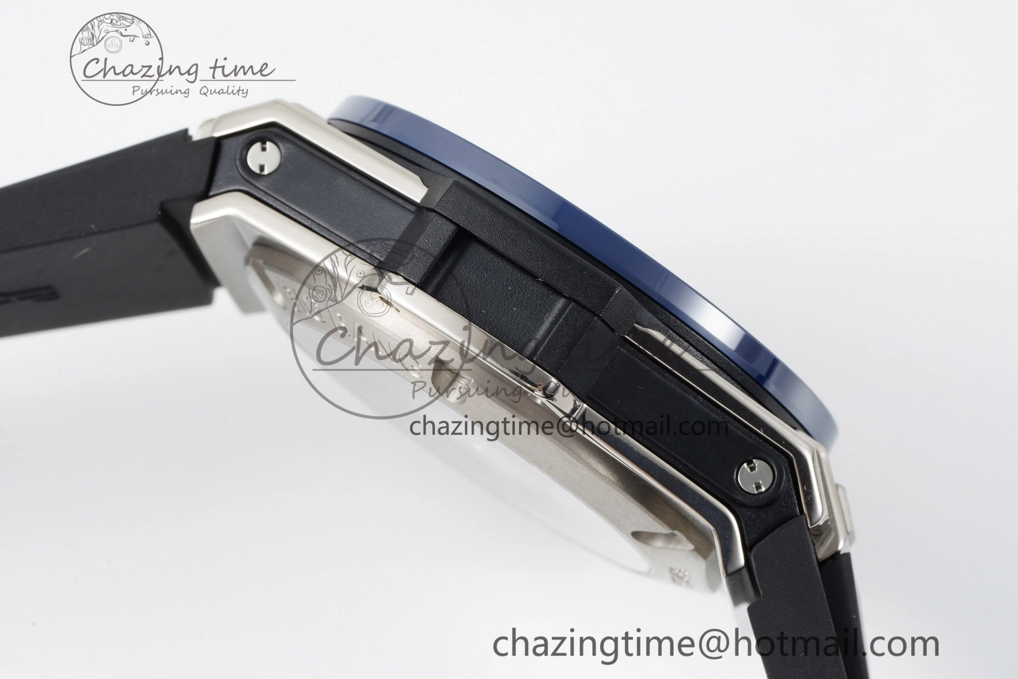 Big Bang Unico SS 45mm BBF 1:1 Best Edition Blue Ceramic Bezel Skeleton Dial on Black Rubber Strap A1280