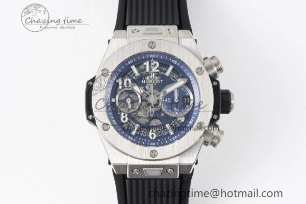 Big Bang Unico SS 45mm BBF 1:1 Best Edition Skeleton Dial on Black Rubber Strap A1280