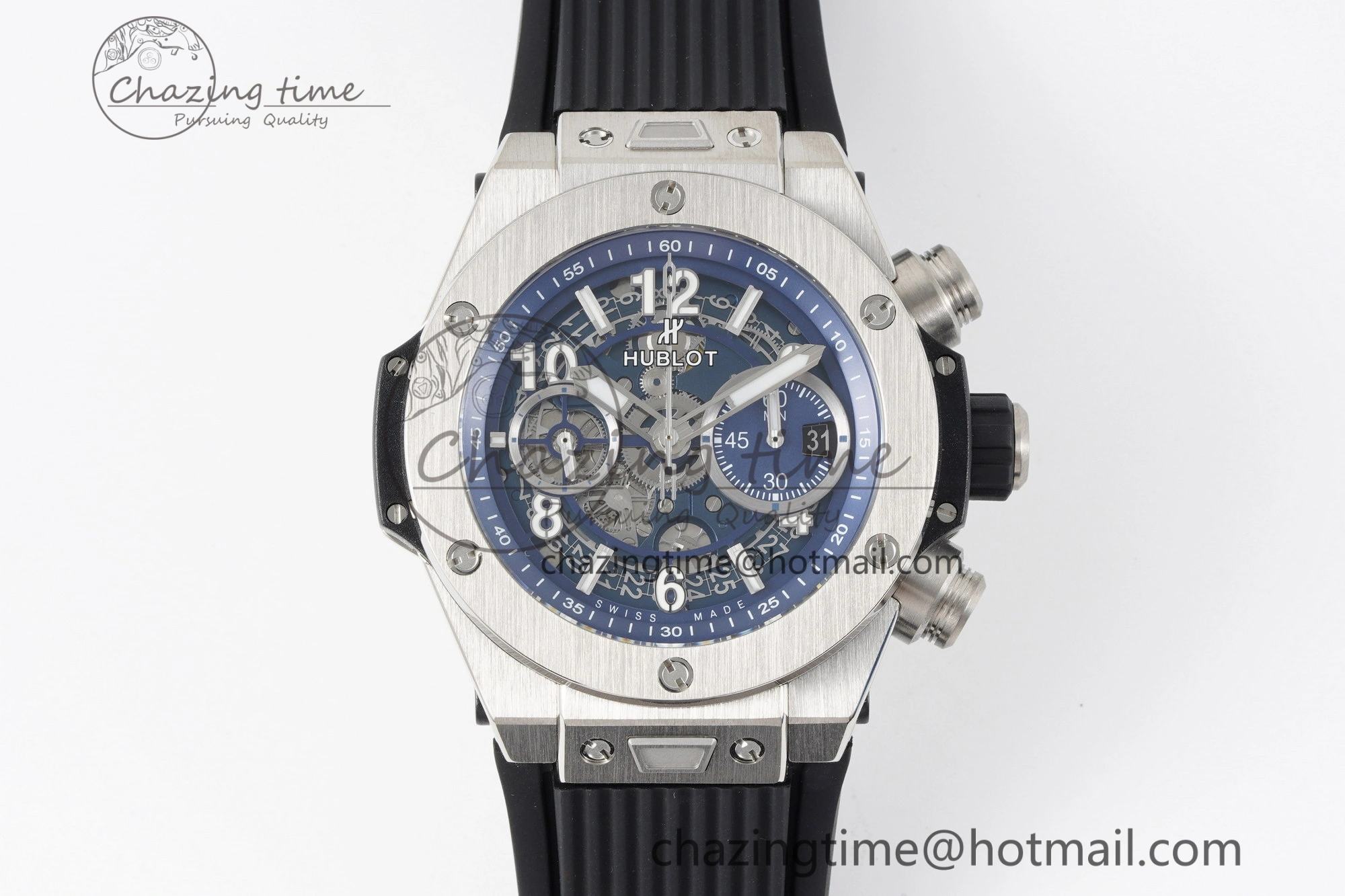 Big Bang Unico SS 45mm BBF 1:1 Best Edition Skeleton Dial on Black Rubber Strap A1280