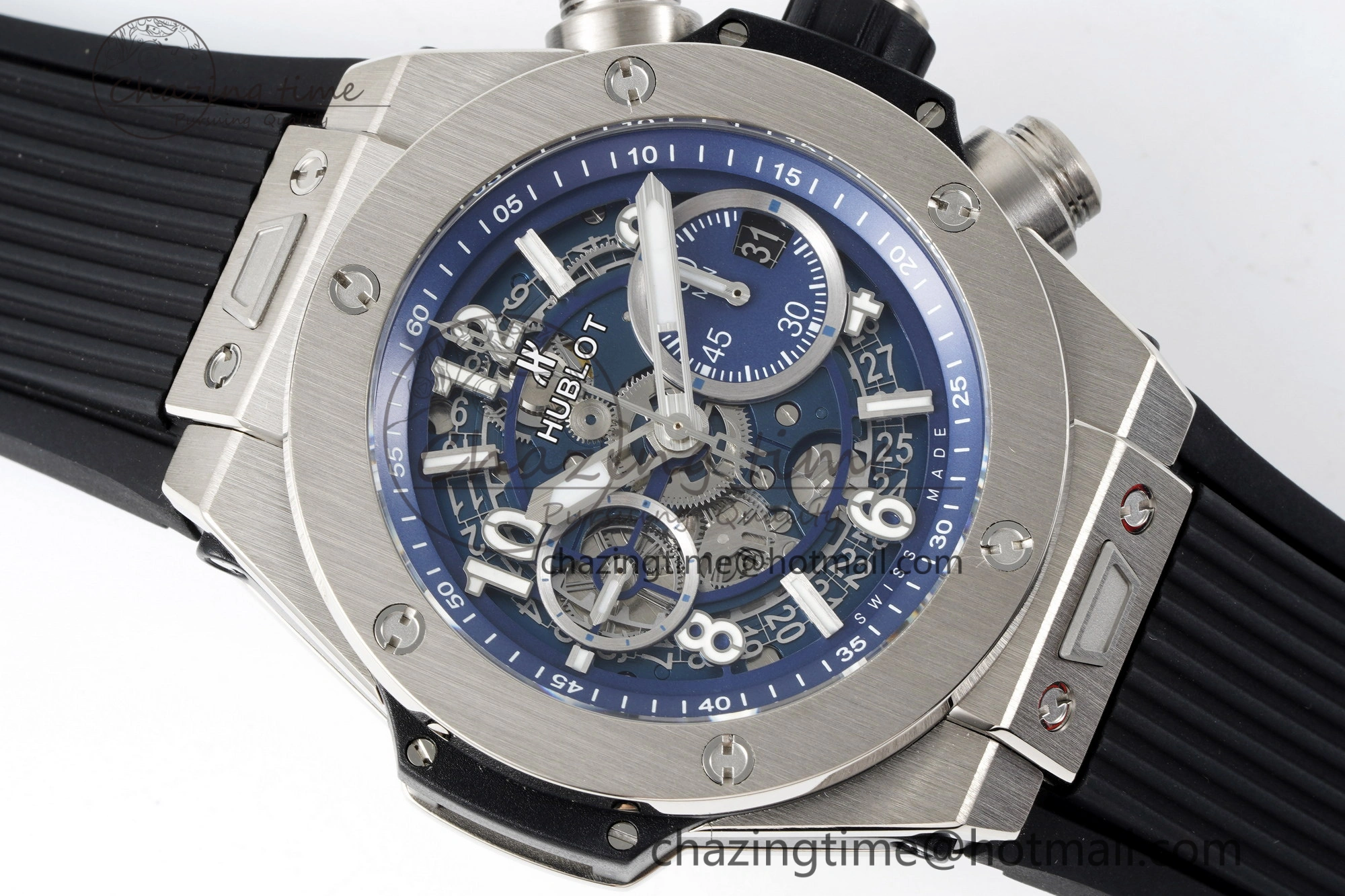 Big Bang Unico SS 45mm BBF 1:1 Best Edition Skeleton Dial on Black Rubber Strap A1280
