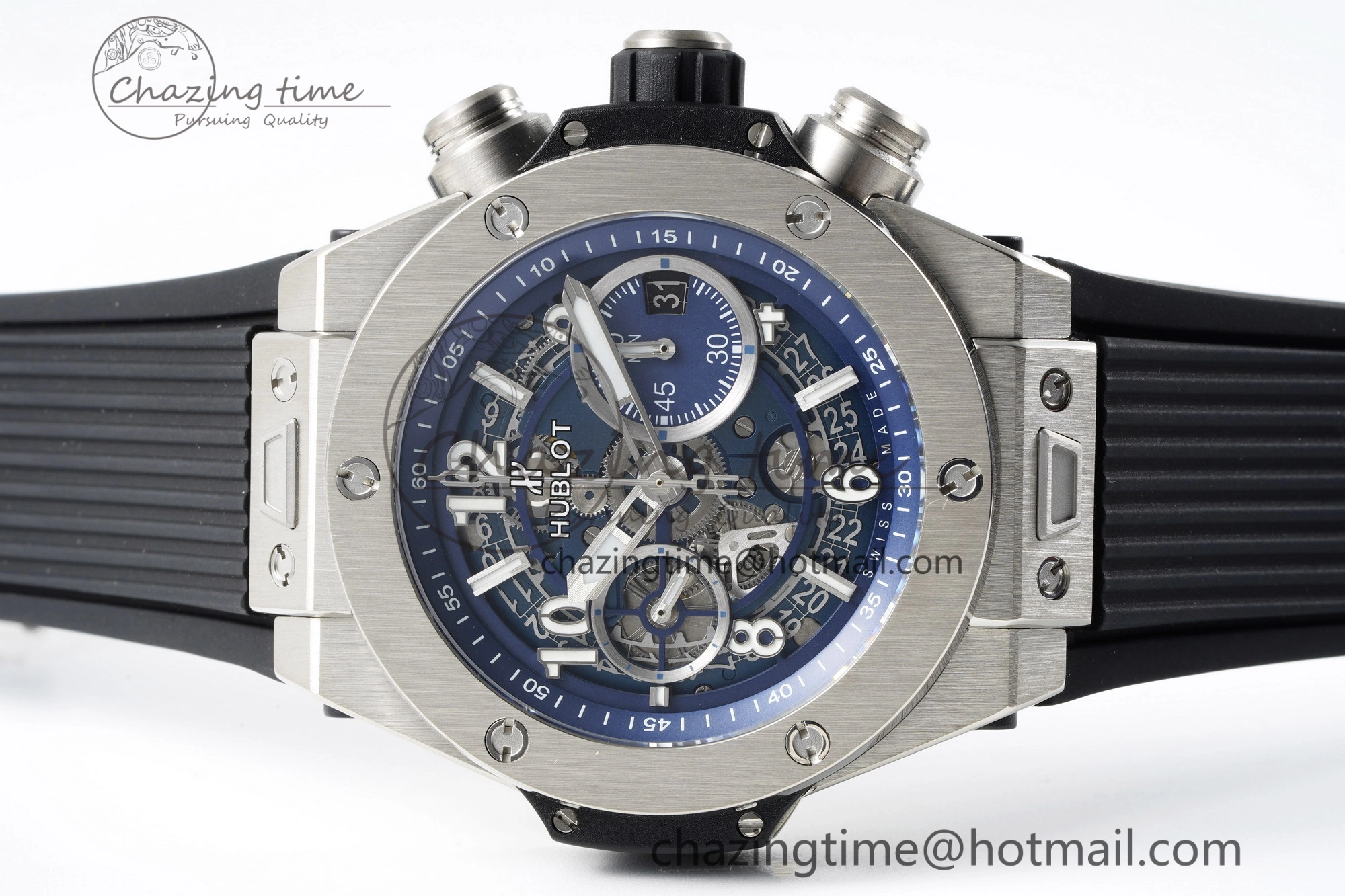 Big Bang Unico SS 45mm BBF 1:1 Best Edition Skeleton Dial on Black Rubber Strap A1280