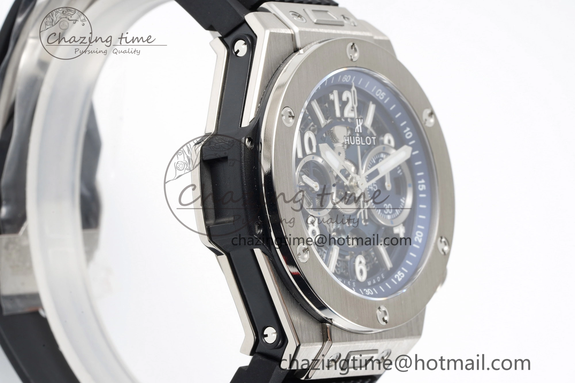 Big Bang Unico SS 45mm BBF 1:1 Best Edition Skeleton Dial on Black Rubber Strap A1280