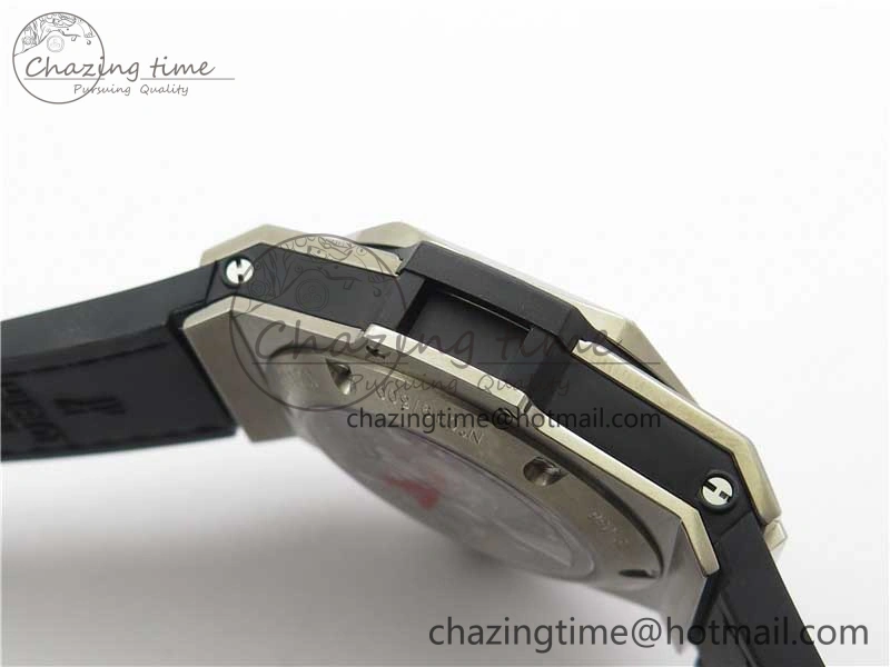 Big Bang Unico Sang Bleu Titanium HBF Skeleton Dial on Black Gummy Strap HUB1213
