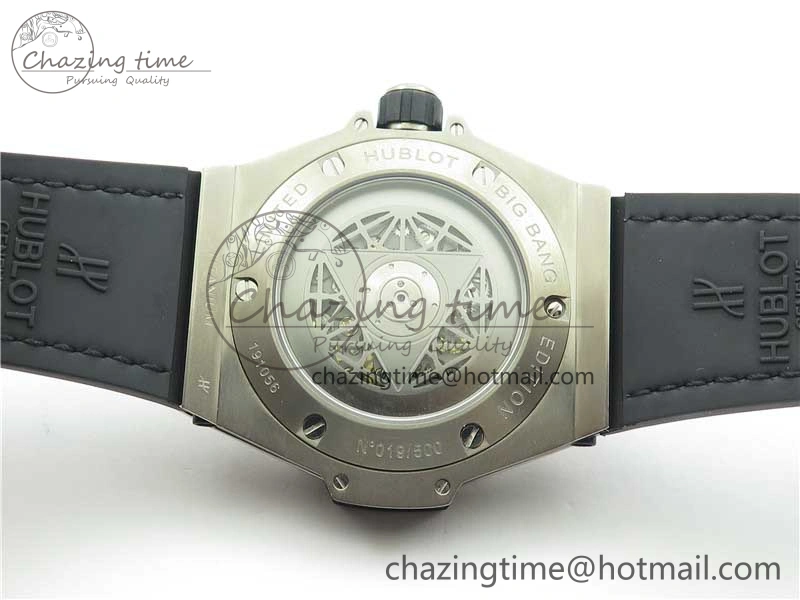 Big Bang Unico Sang Bleu Titanium HBF Skeleton Dial on Black Gummy Strap HUB1213