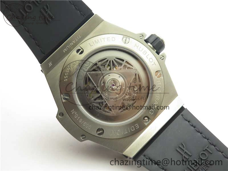 Big Bang Unico Sang Bleu Titanium HBF Skeleton Dial on Black Gummy Strap HUB1213