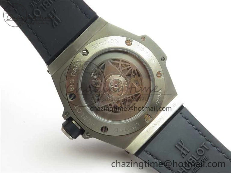 Big Bang Unico Sang Bleu Titanium HBF Skeleton Dial on Black Gummy Strap HUB1213