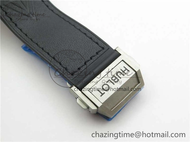 Big Bang Unico Sang Bleu Titanium HBF Skeleton Dial on Black Gummy Strap HUB1213