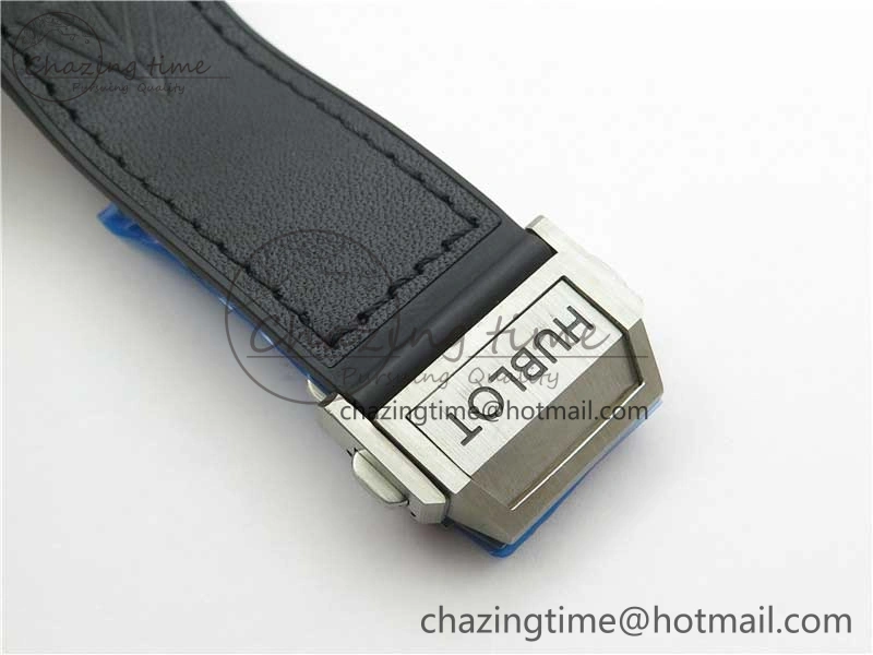 Big Bang Unico Sang Bleu Titanium HBF Skeleton Dial on Black Gummy Strap HUB1213
