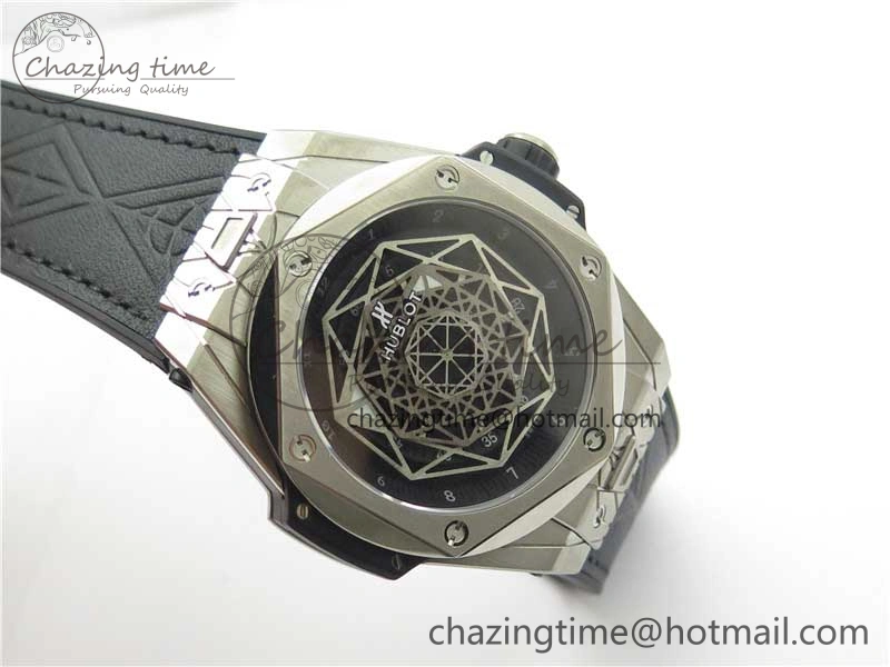 Big Bang Unico Sang Bleu Titanium HBF Skeleton Dial on Black Gummy Strap HUB1213