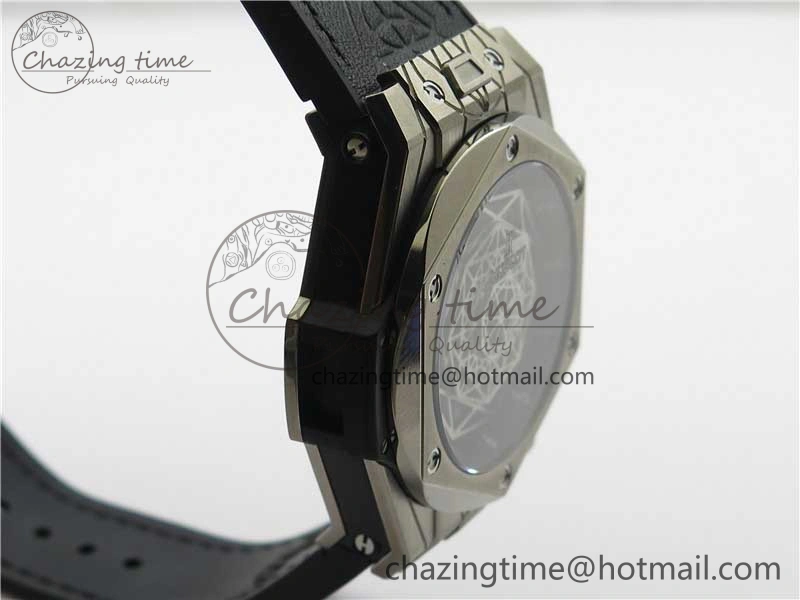 Big Bang Unico Sang Bleu Titanium HBF Skeleton Dial on Black Gummy Strap HUB1213