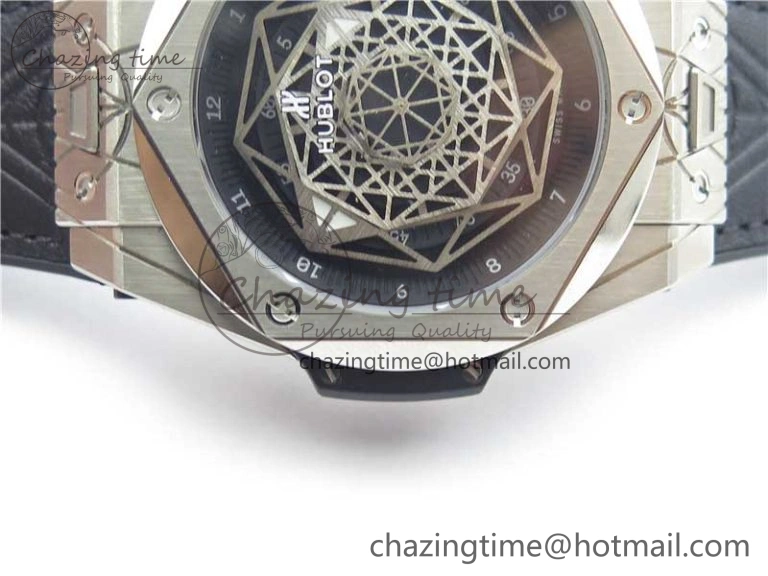 Big Bang Unico Sang Bleu Titanium HBF Skeleton Dial on Black Gummy Strap HUB1213