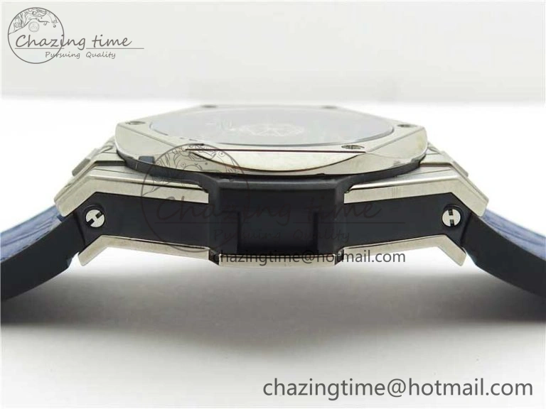 Big Bang Unico Sang Bleu Titanium HBF Skeleton Dial on Blue Gummy Strap HUB1213