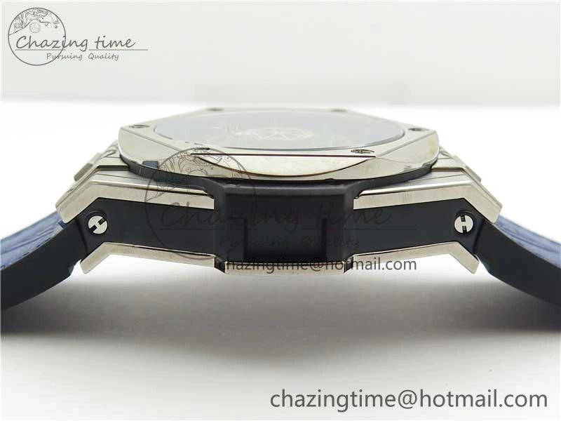 Big Bang Unico Sang Bleu Titanium HBF Skeleton Dial on Blue Gummy Strap HUB1213