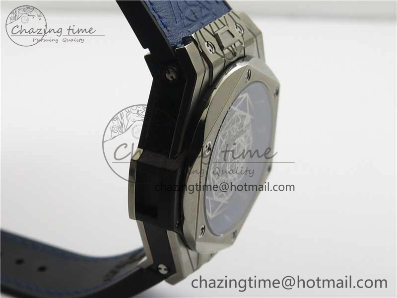 Big Bang Unico Sang Bleu Titanium HBF Skeleton Dial on Blue Gummy Strap HUB1213