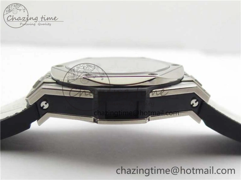 Big Bang Unico Sang Bleu Titanium HBF Skeleton Dial on White Gummy Strap HUB1213