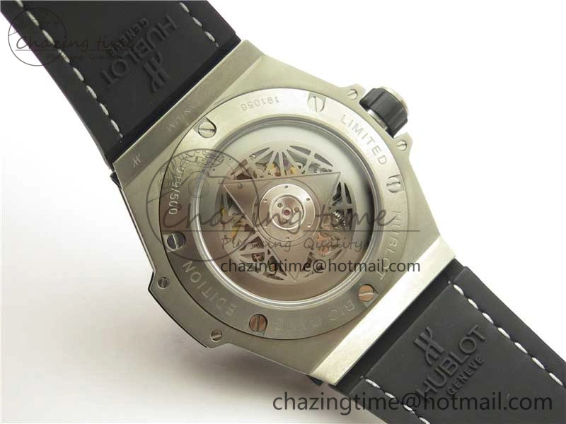 Big Bang Unico Sang Bleu Titanium HBF Skeleton Dial on White Gummy Strap HUB1213