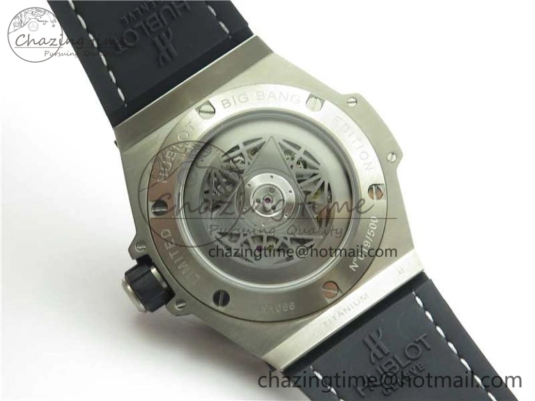 Big Bang Unico Sang Bleu Titanium HBF Skeleton Dial on White Gummy Strap HUB1213