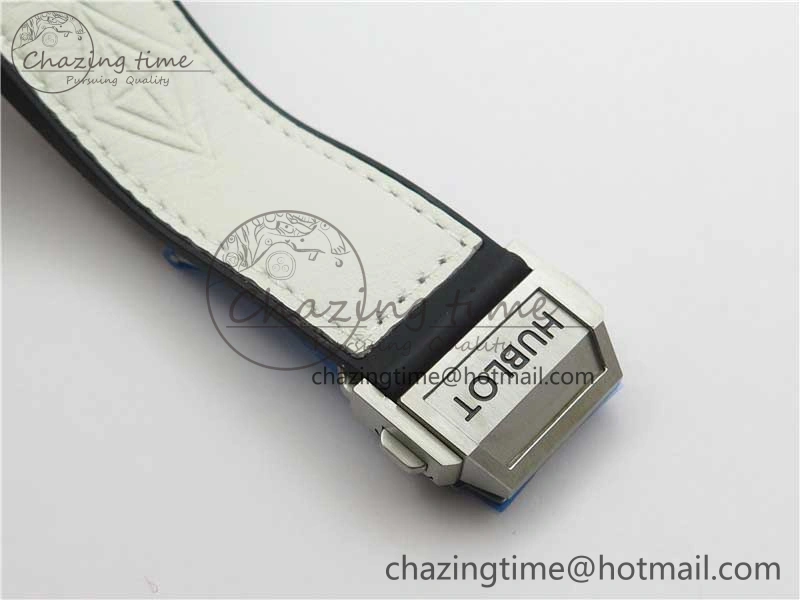 Big Bang Unico Sang Bleu Titanium HBF Skeleton Dial on White Gummy Strap HUB1213