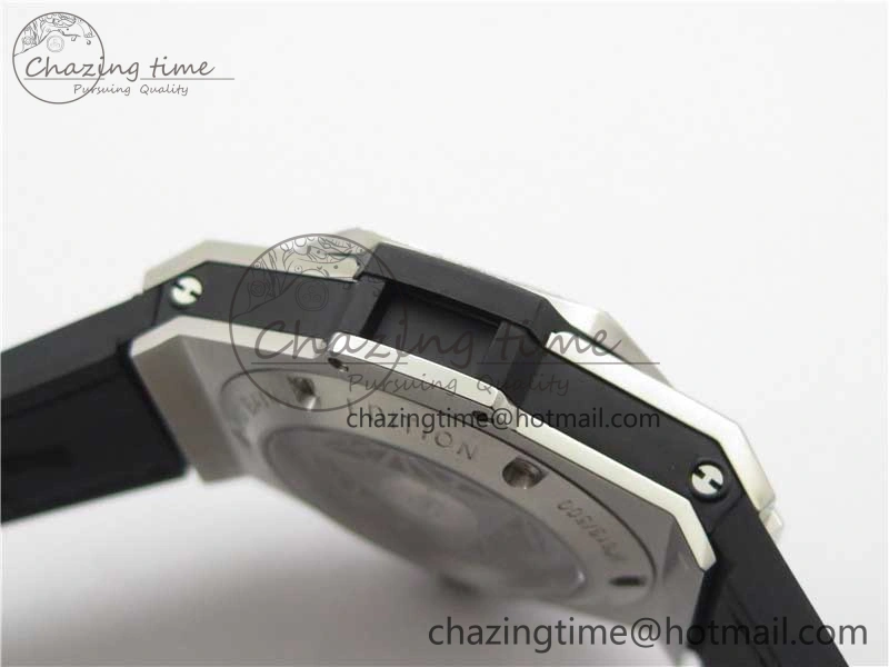 Big Bang Unico Sang Bleu Titanium Diamonds HBF Skeleton Dial on Black Gummy Strap HUB1213