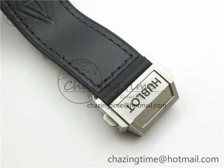Big Bang Unico Sang Bleu Titanium Diamonds HBF Skeleton Dial on Black Gummy Strap HUB1213
