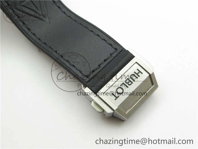 Big Bang Unico Sang Bleu Titanium Diamonds HBF Skeleton Dial on Black Gummy Strap HUB1213