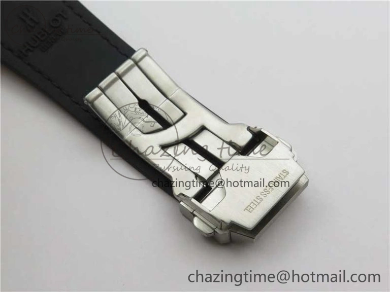 Big Bang Unico Sang Bleu Titanium Diamonds HBF Skeleton Dial on Black Gummy Strap HUB1213