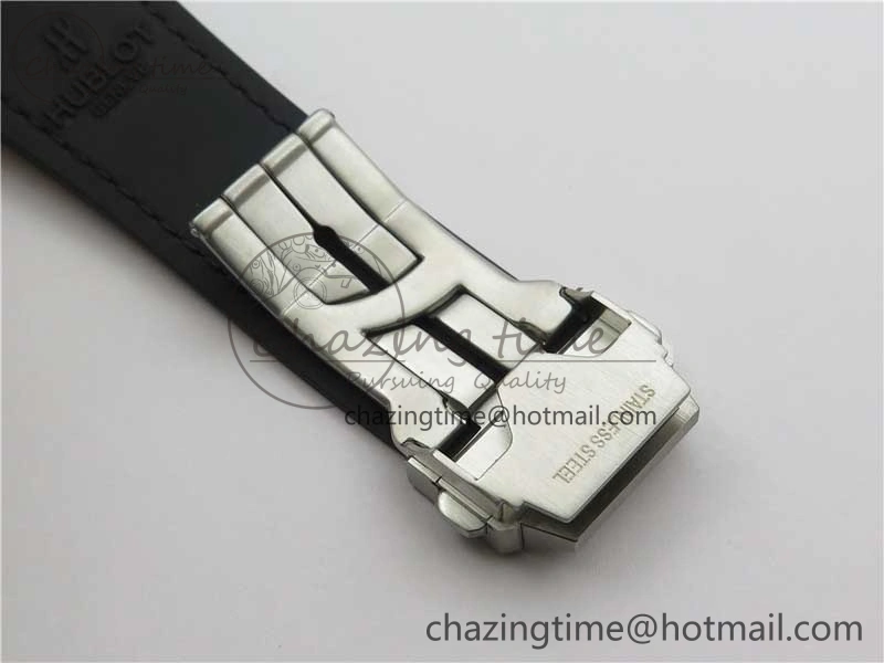 Big Bang Unico Sang Bleu Titanium Diamonds HBF Skeleton Dial on Black Gummy Strap HUB1213