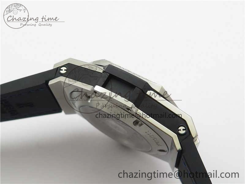 Big Bang Unico Sang Bleu Titanium Diamonds HBF Skeleton Dial on Blue Gummy Strap HUB1213