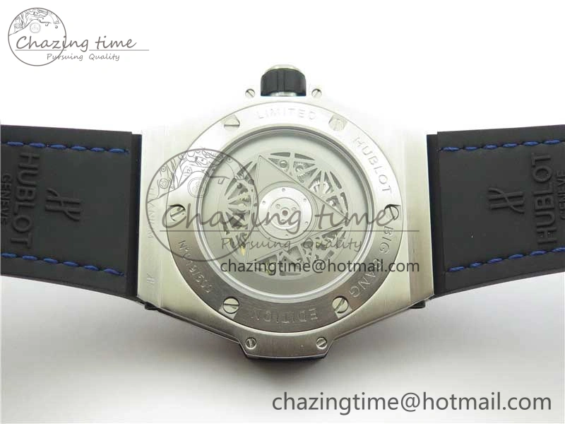 Big Bang Unico Sang Bleu Titanium Diamonds HBF Skeleton Dial on Blue Gummy Strap HUB1213