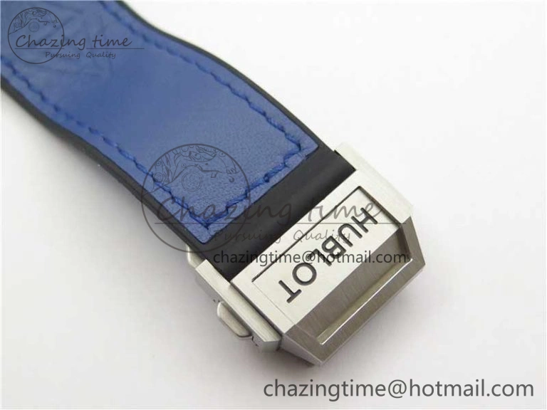 Big Bang Unico Sang Bleu Titanium Diamonds HBF Skeleton Dial on Blue Gummy Strap HUB1213