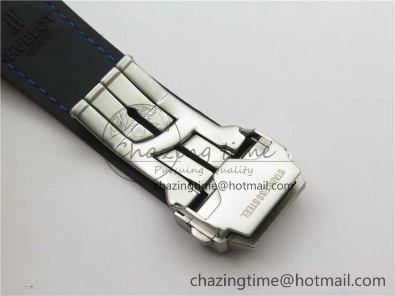 Big Bang Unico Sang Bleu Titanium Diamonds HBF Skeleton Dial on Blue Gummy Strap HUB1213