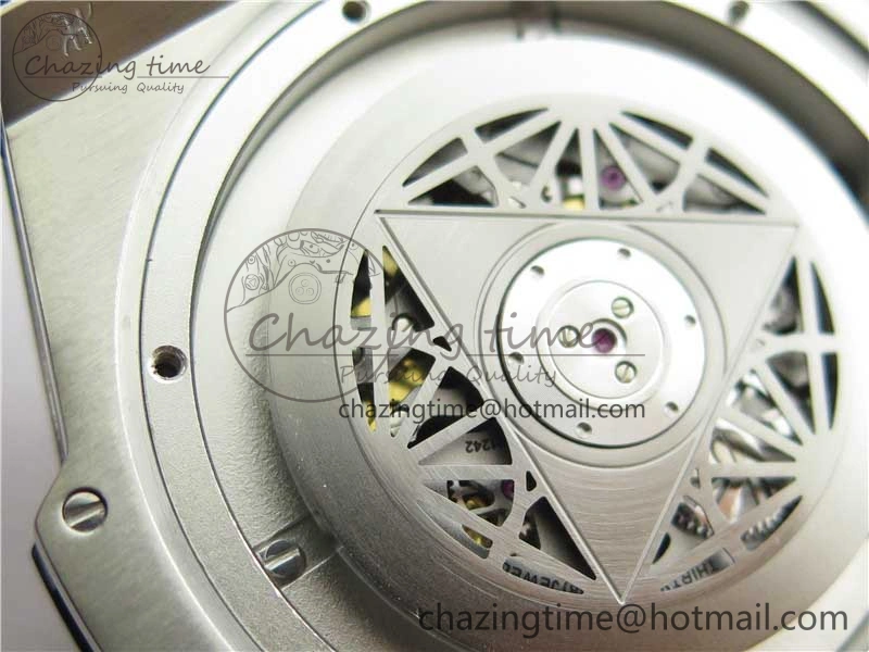 Big Bang Unico Sang Bleu Titanium Diamonds HBF Skeleton Dial on Blue Gummy Strap HUB1213