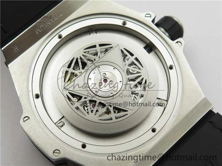 Big Bang Unico Sang Bleu Titanium Diamonds HBF Skeleton Dial on Blue Gummy Strap HUB1213