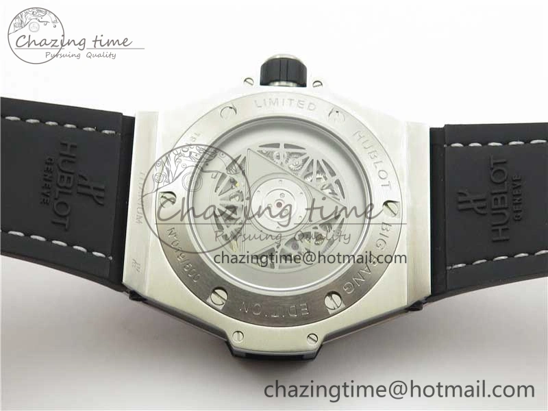 Big Bang Unico Sang Bleu Titanium Diamonds HBF Skeleton Dial on White Gummy Strap HUB1213
