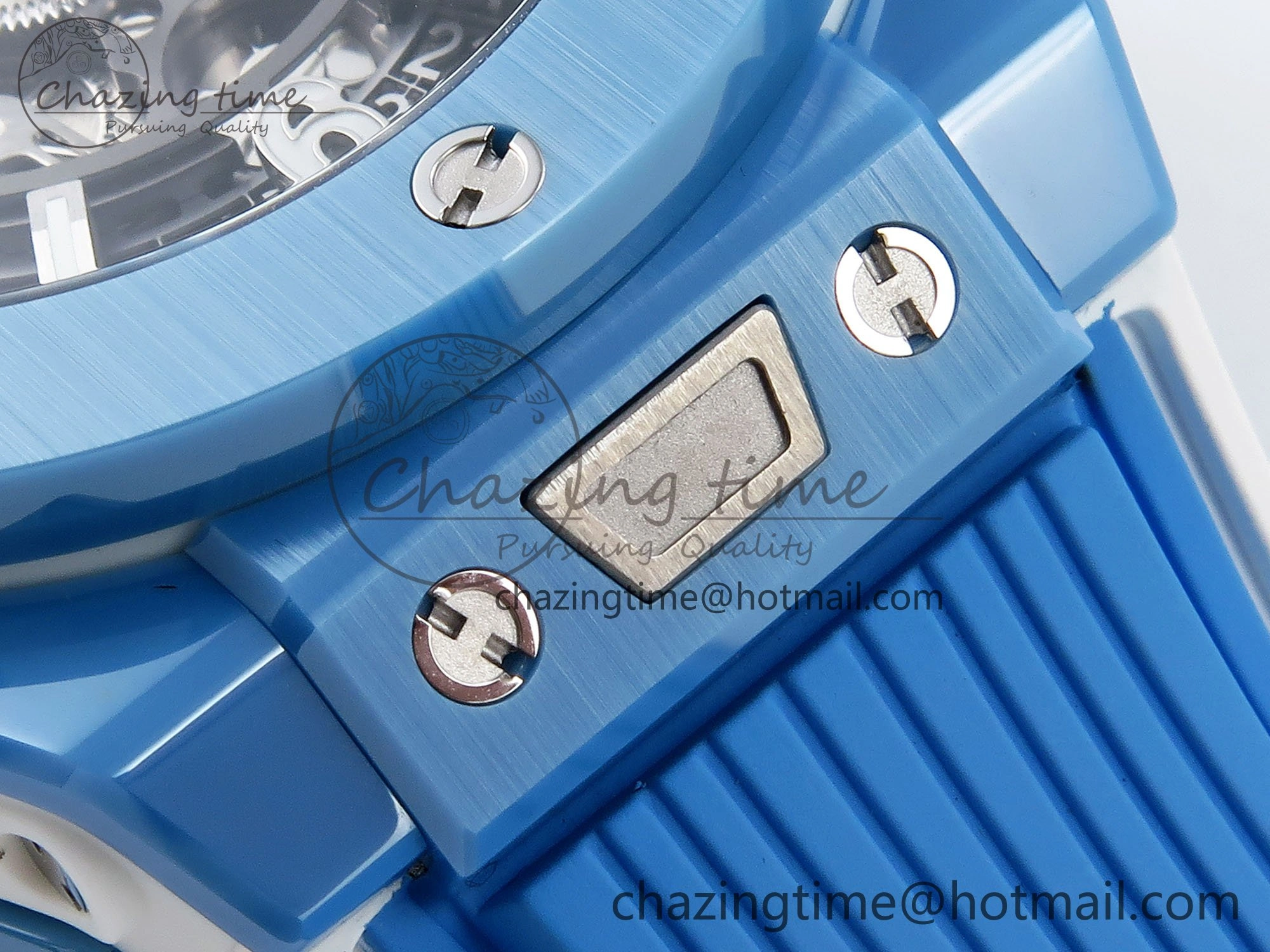 Big Bang Unico Sky Blue Ceramic BBF 1:1 Best Edition Skeleton Dial on Blue White Rubber Strap A1280