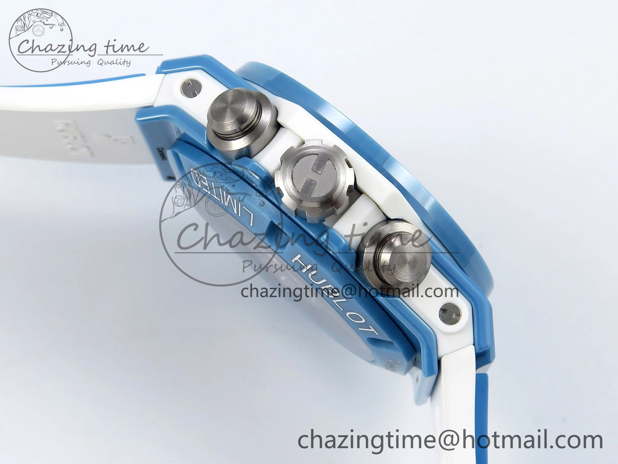 Big Bang Unico Sky Blue Ceramic BBF 1:1 Best Edition Skeleton Dial on Blue White Rubber Strap A1280