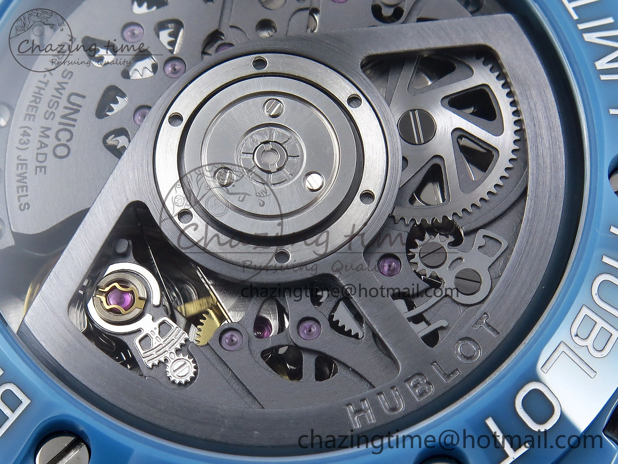 Big Bang Unico Sky Blue Ceramic BBF 1:1 Best Edition Skeleton Dial on Blue White Rubber Strap A1280