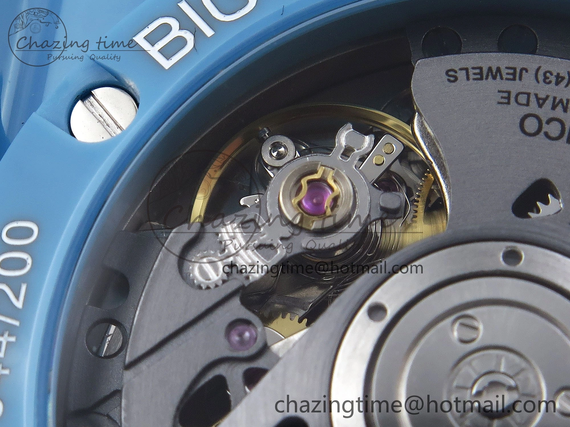 Big Bang Unico Sky Blue Ceramic BBF 1:1 Best Edition Skeleton Dial on Blue White Rubber Strap A1280
