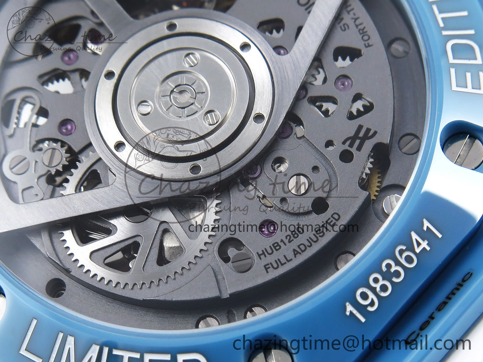 Big Bang Unico Sky Blue Ceramic BBF 1:1 Best Edition Skeleton Dial on Blue White Rubber Strap A1280