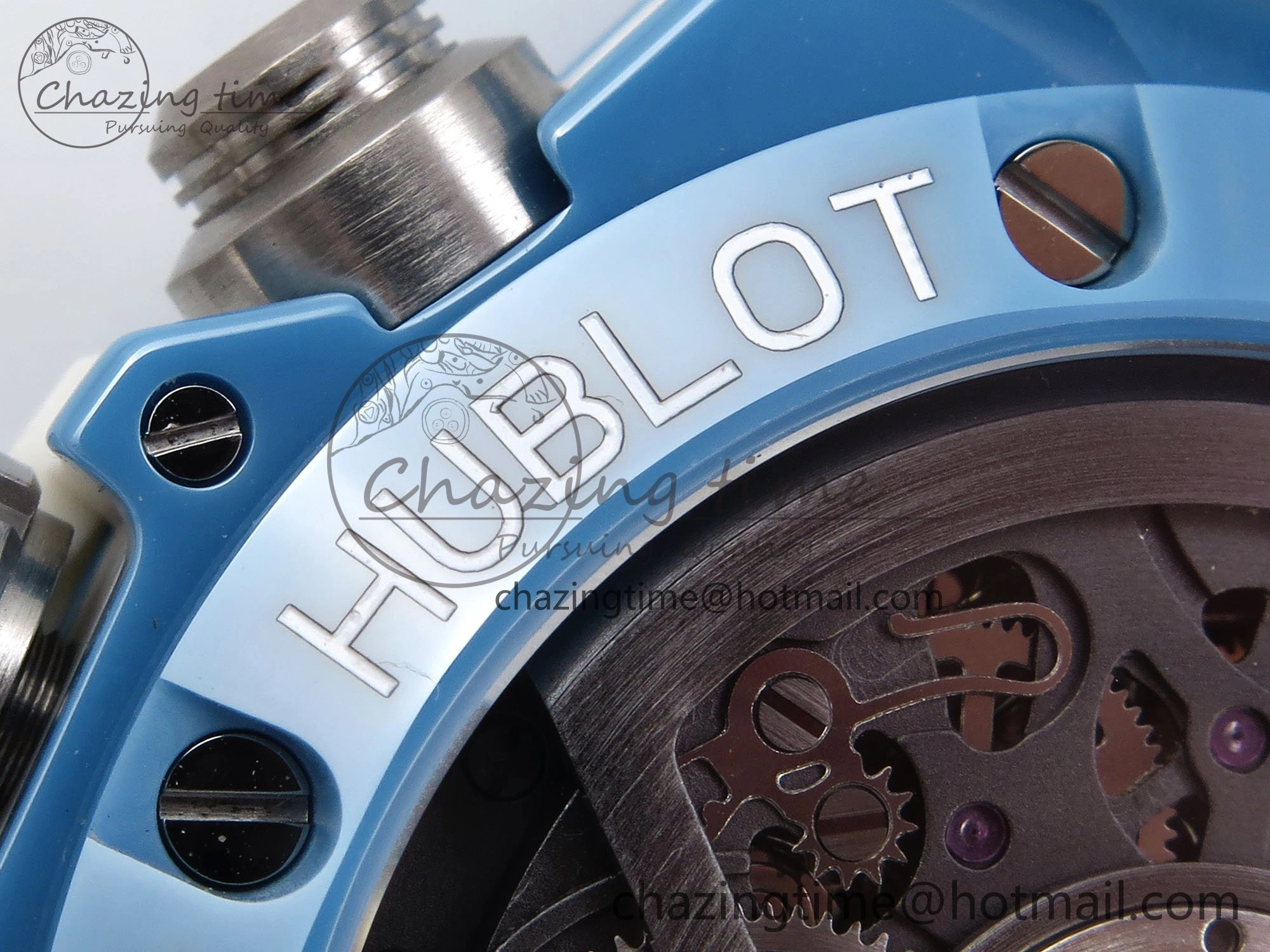 Big Bang Unico Sky Blue Ceramic BBF 1:1 Best Edition Skeleton Dial on Blue White Rubber Strap A1280