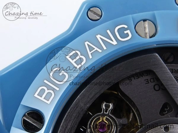 Big Bang Unico Sky Blue Ceramic BBF 1:1 Best Edition Skeleton Dial on Blue White Rubber Strap A1280