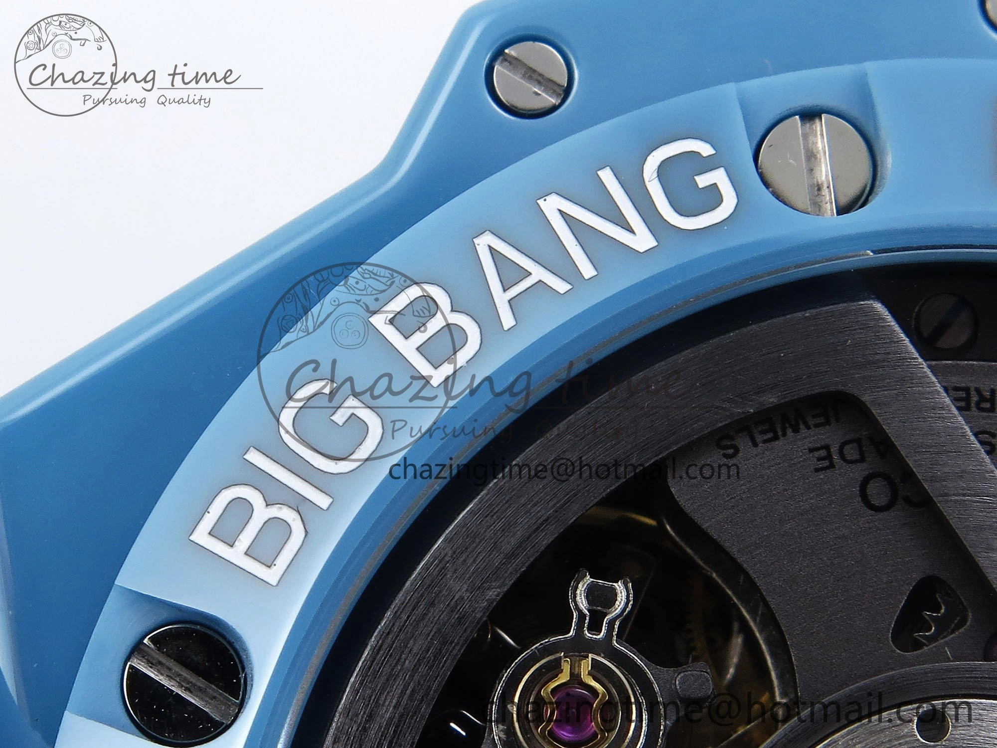 Big Bang Unico Sky Blue Ceramic BBF 1:1 Best Edition Skeleton Dial on Blue White Rubber Strap A1280