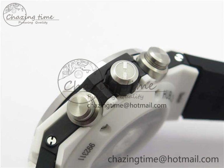 Big Bang Unico White Ceramic HBF 1:1 Best Edition Black Skeleton Dial Rainbow Bezel on Whtie Rubber Strap A1242