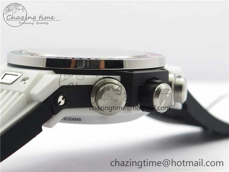 Big Bang Unico White Ceramic HBF 1:1 Best Edition Black Skeleton Dial Rainbow Bezel on Whtie Rubber Strap A1242