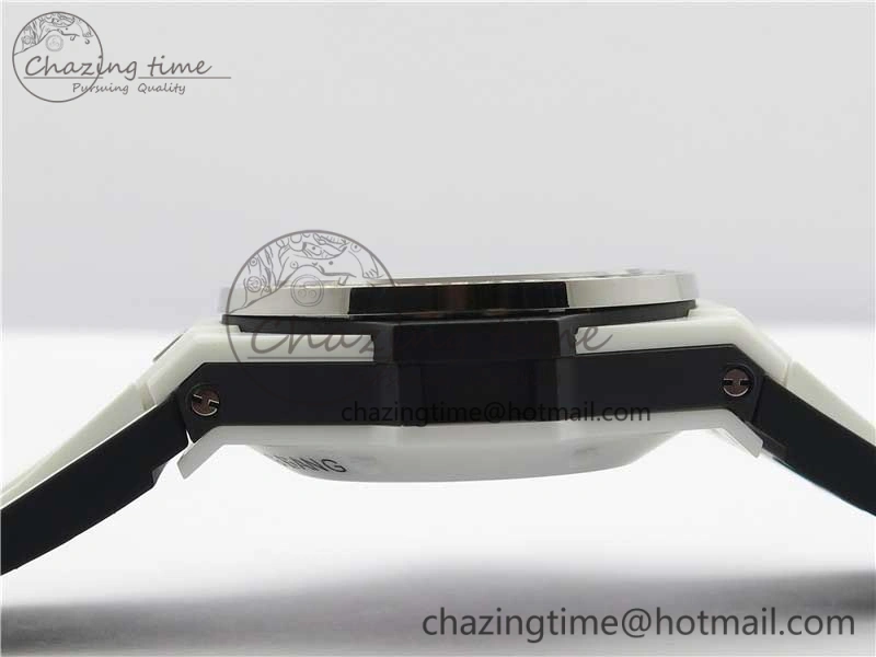 Big Bang Unico White Ceramic HBF 1:1 Best Edition Black Skeleton Dial Rainbow Bezel on Whtie Rubber Strap A1242