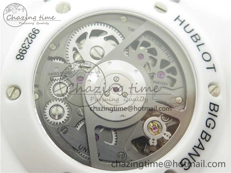 Big Bang Unico White Ceramic HBF 1:1 Best Edition Black Skeleton Dial on Whtie Rubber Strap A1242