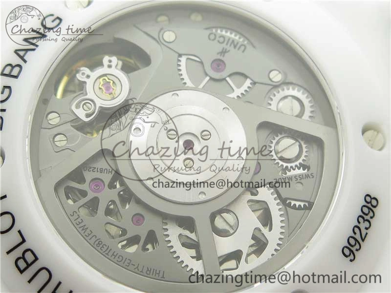 Big Bang Unico White Ceramic HBF 1:1 Best Edition Black Skeleton Dial on Whtie Rubber Strap A1242