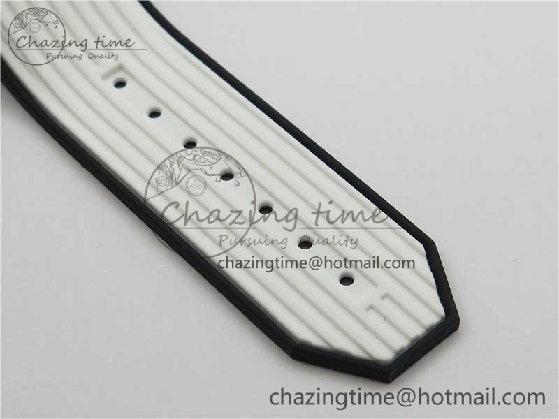 Big Bang Unico White Ceramic HBF 1:1 Best Edition Black Skeleton Dial on Whtie Rubber Strap A1242