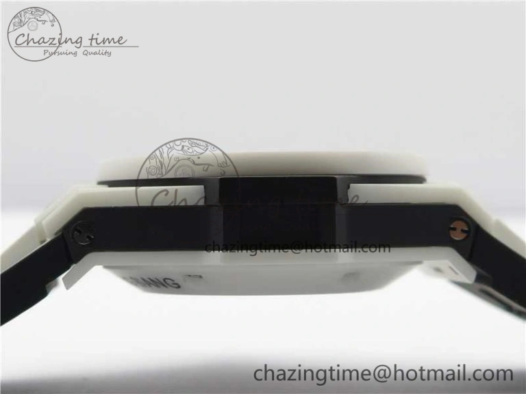 Big Bang Unico White Ceramic HBF 1:1 Best Edition Black Skeleton Dial on Whtie Rubber Strap A1242