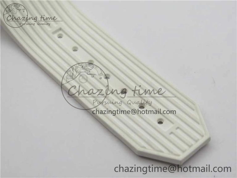 Big Bang Unico White Ceramic HBF 1:1 Best Edition White Skeleton Dial Rainbow Bezel on White Rubber Strap A1242